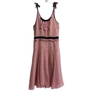 Marc Jacobs Vintage 90s White Red Polka Dot Silk Halter Sleeveless Dress Size 6